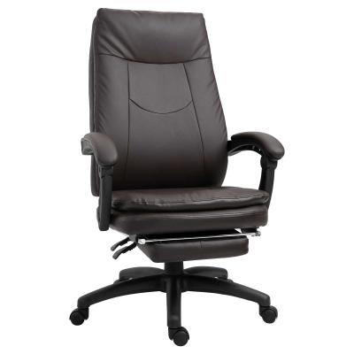 Vinsetto ergonomische bureaustoel met voetensteun, directiestoel, gestoffeerde rugleuning, bruin, 64 x 64 x 112-120 cm