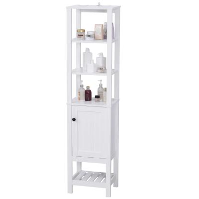 HOMCOM® Badezimmerschrank mit 4 Ablagen Badregal Aufbewahrungsregal P2 Klasse Spanplatte