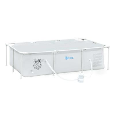 Outsunny® Rahmenpool mit Draht Swimmingpool Schwimmbad Ablassventil PVC Stahl Grau