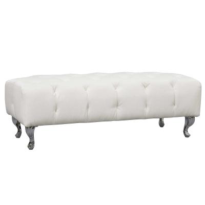 HOMCOM® gepolsterde bank bank retro metalen poten wit zitbank lounge retro, kunstleer + metaal, wit, 117 lx47 bx40 h cm