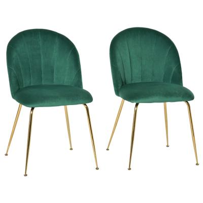 HOMCOM 2er-Set Esszimmerstühle im Retrodesign 52 cm x 52 cm x 81 cm Grün + Gold