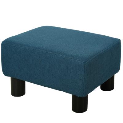 HOMCOM Fußhocker Polsterhocker für Wohnzimmer Schlafzimmer Leinen-Touch Dunkelblau