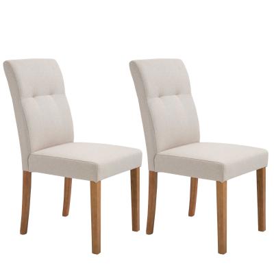 HOMCOM 2er-Set Esszimmerstühle mit gepolstertem Sitz Leinen-Polyester-Gewebe Schaumstoff Gummiholz Beige 50 cm x 62 cm x 96 cm