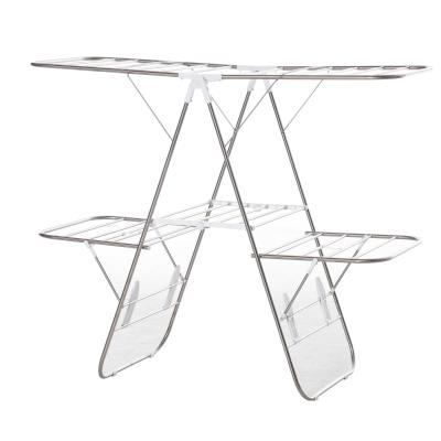 HOMCOM Wäscheständer 138cm x 60,5cm x 112 cm Silber Weiß