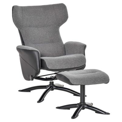 HOMCOM Relaxsessel Liegesessel Ruhesessel mit Fußstütze und Couch 360° drehbar Grau
