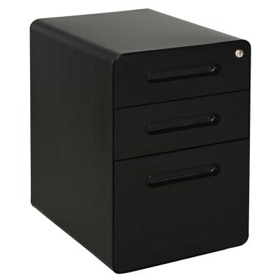 Vinsetto Steel 3-Drawer Curved Filing Cabinet w/ Lock Black