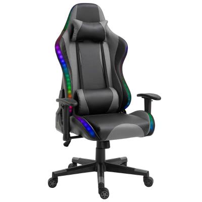 Vinsetto LED Light PU Leather Gaming Chair Thick Padding High Back w/ Pillows Black