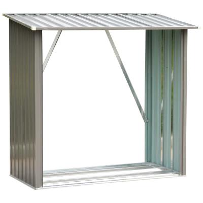 Outsunny® REGAŁ ZEWNĘTRZNY NA DREWNO KOMINKOWE DREWUTNIA Stal Szary
