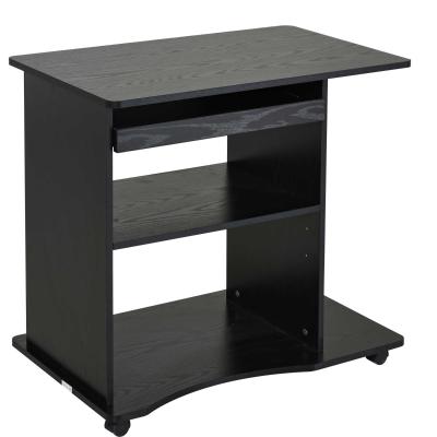 HOMCOM Mobile Computer Desk Office Table with Sliding Keyboard, Shelves, Wood Grain