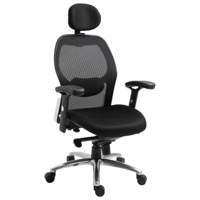 Vinsetto bureaustoel bureaustoel computerstoel pc-stoel thuisbureaustoel met kantelfunctie hoofdsteun in hoogte verstelbaar ergonomisch 360° draaibaar PP mesh zwart 64,5 x 65,5 x 120-128cm