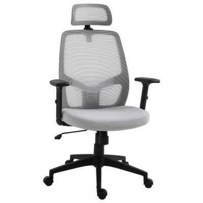 Vinsetto bureaustoel thuisbureaustoel bureaustoel computerstoel met kantelfunctie hoofdsteun lendensteun ergonomisch in hoogte verstelbaar 360° draaibaar grijs 68 x 64 x 113-121 cm