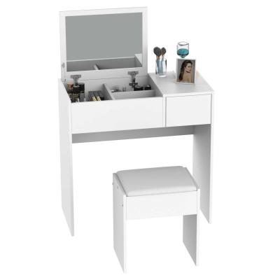 HOMCOM Dressing Table With Flip-up Mirror and Padded Stool-White