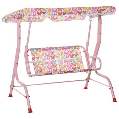 Outsunny 2-Seat Kids Canopy Swing Chair Outdoor Hammock Lounge Toddler Seat Belt Awning