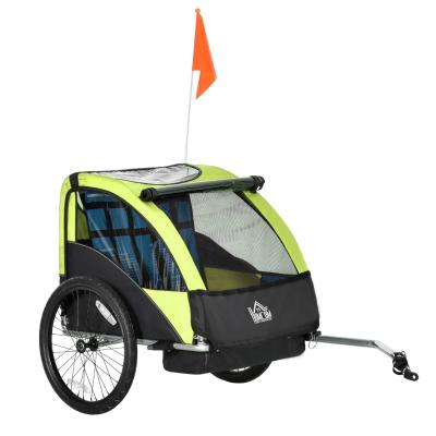 HOMCOM Child Bicycle Trailer Foldable Baby Carrier 2-Seat w/ Storage Bag Safety Harness
