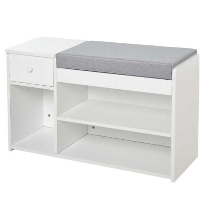 HOMCOM MDF Multi-Compartment Shoe Storage Bench Grey/White