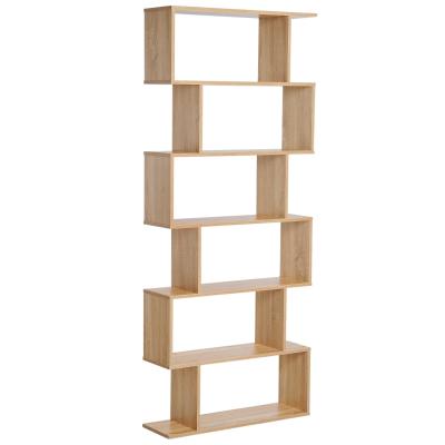 HOMCOM 6 Tier Wooden Modern S-Shaped Shelf Unit Storage Display