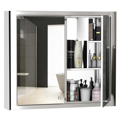kleankin Bathroom Mirror Cabinet Wall Mount Storage Cupboard W/ Double Door and Shelf