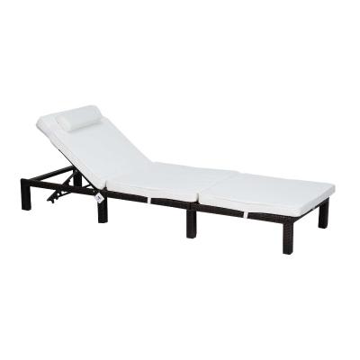 Outsunny Rattan Sun Lounger-Brown