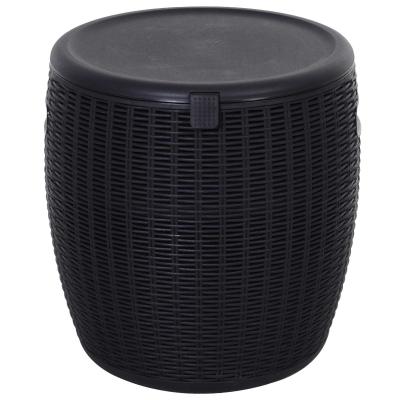 Outsunny 45L Outdoor Rattan-Effect PP Lift-Top Ice Cooler Table Black
