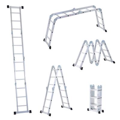 HOMCOM 370 cm Folding Aluminum Ladder A-type-Silver