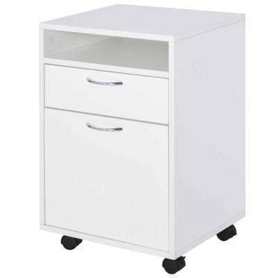 HOMCOM Particle Board 3-Tier Rolling File Cabinet White