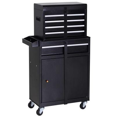 DURHAND Steel 4-Drawer Duo-Door Rolling Tool Cabinet Black