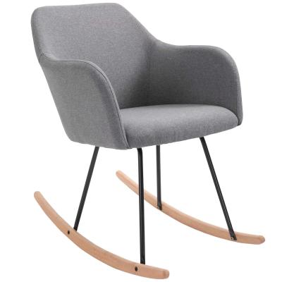HOMCOM Polyester Linen Upholstered Rocking Armchair Grey