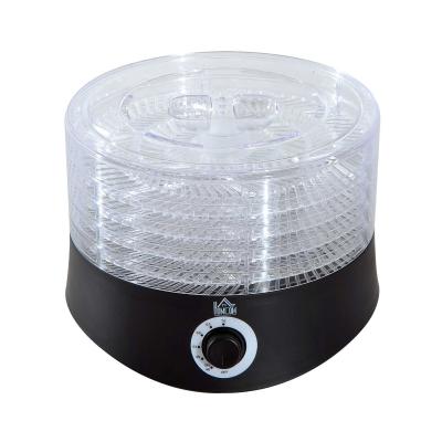HOMCOM 280W Plastic 5-Tier Fruit Dehydrator w/ Temperature Control Black