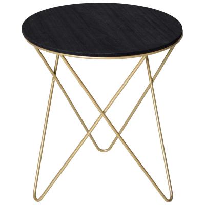 HOMCOM Metal Base Side Table MDF Surface Lift-Top Black/Gold