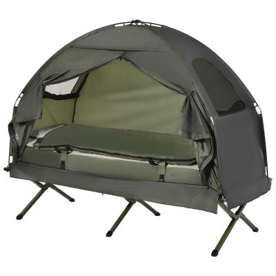 Outsunny 1-person Foldable Bag Tent W/ Sleeping Bag-Army Green
