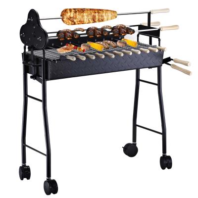Outsunny Charcoal Barbecue Grill W/ 4 Wheels, size (85x36x90cm)-Black