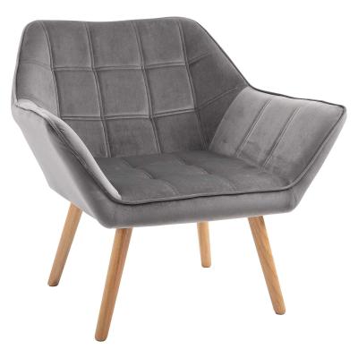 HOMCOM Faux Velvet Upholstered Wide Accent Chair Grey