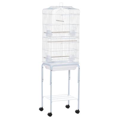 PawHut 153cm Bird Cage Metal Cockatoo Wheels Removable White