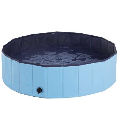 PawHut Pet Swimming Pool, Foldable, 120 cm Diameter-Blue