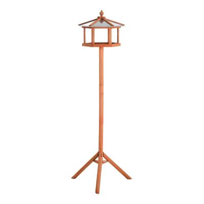 PawHut Wooden Freestanding Garden Bird Feeder Wood Tone