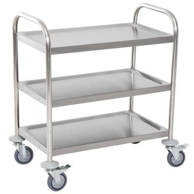HOMCOM 3-tier Rolling Kitchen Cart Trolley Island Stainless Steel Utility Storage Silver