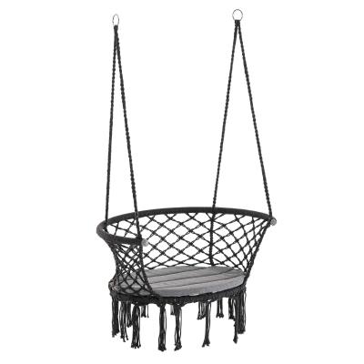 Outsunny Hammock Chair Cotton Rope Porch with Cushion for Indoor Outdoor Using