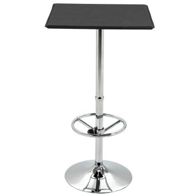 HOMCOM Square Pub Table Counter Bar Table Faux Leather Tabletop Adjustable Footrest