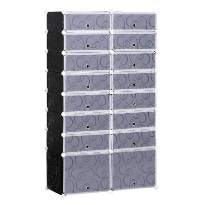 HOMCOM 16-Cube DIY Shoes Rack, 95L x 37W x 160Hcm-Black/White