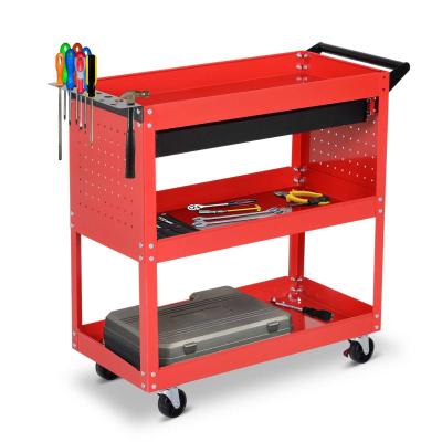DURHAND 3-Tier Tool Trolley, Steel-Red