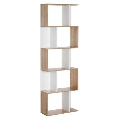 HOMCOM 5-tier S Shape Bookcase, Particle Board-White