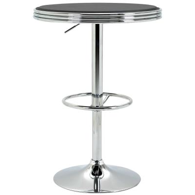 HOMCOM Round Height Adjustable Pub Table bar Table Faux Leather Tabletop and Footrest