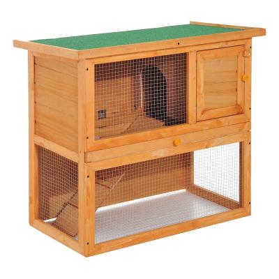Pawhut Wooden 90cm 2 Tiers Rabbit Hutch