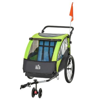 HOMCOM Child Bike Trailer 2 In1 Foldable Stroller 2-Seat w/ Adjustable Handlebar
