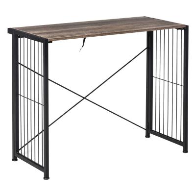 HOMCOM biurko biurko komputerowe stół biurowy domowe biuro stół składany płyta wiórowa E1 metalowa rama industrialny design rustykalny brązowy + czarny 90 x 45 x 74 cm