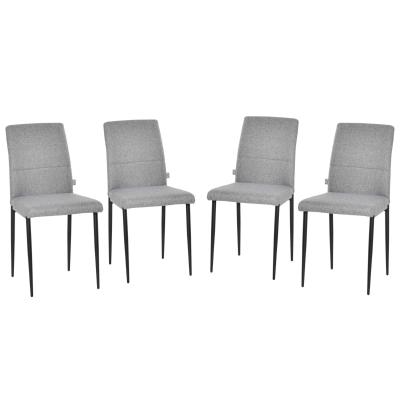 Zestaw 4 krzeseł kuchennych HOMCOM krzesła do jadalni krzesło biurowe z oparciem fotel tapicerowany imitacja skóry fotel nogi drewniane kolor szary 41,5 x 54,5 x 87 cm
