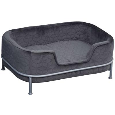 PawHut Velvet Upholstered Elevated Small Pet Bed Grey