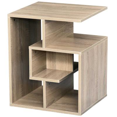 HOMCOM 3-Tier Side End Table Open Shelves Storage Coffee Book Magazine Desk Shelving