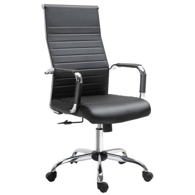 Vinsetto Fotel biurowy, krzesło biurowe, obrotowe, krzesło do gier z funkcją przechylania, z regulacją wysokości, wyściełany, ergonomiczny, skóra PU, pianka, czarny, 54 x 62 x 114 cm