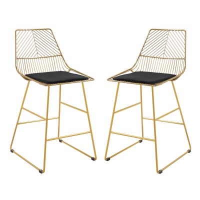 HOMCOM Modern Counter Height Bar Stools Set of 2 pcs Wire Metal Barstools for Kitchen